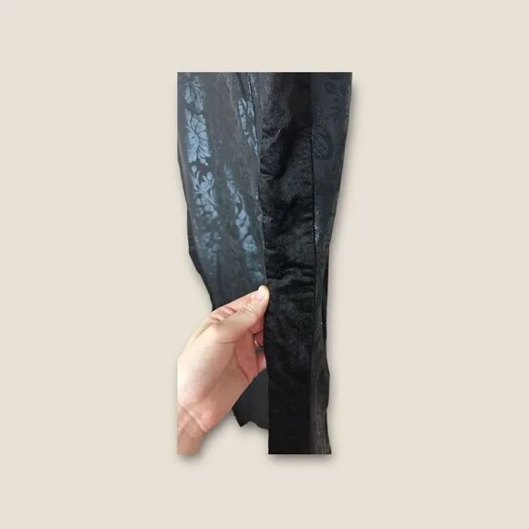 Anthropologie Essential Skinny Pants Black Motif Foil Embossed High Rise Size 12 - Picture 3 of 5